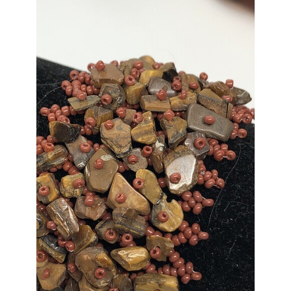 Handmade Tiger’s Eye Chips 2” Wide Bracelet 7” Long Healing Relationship - Picture 6 of 8